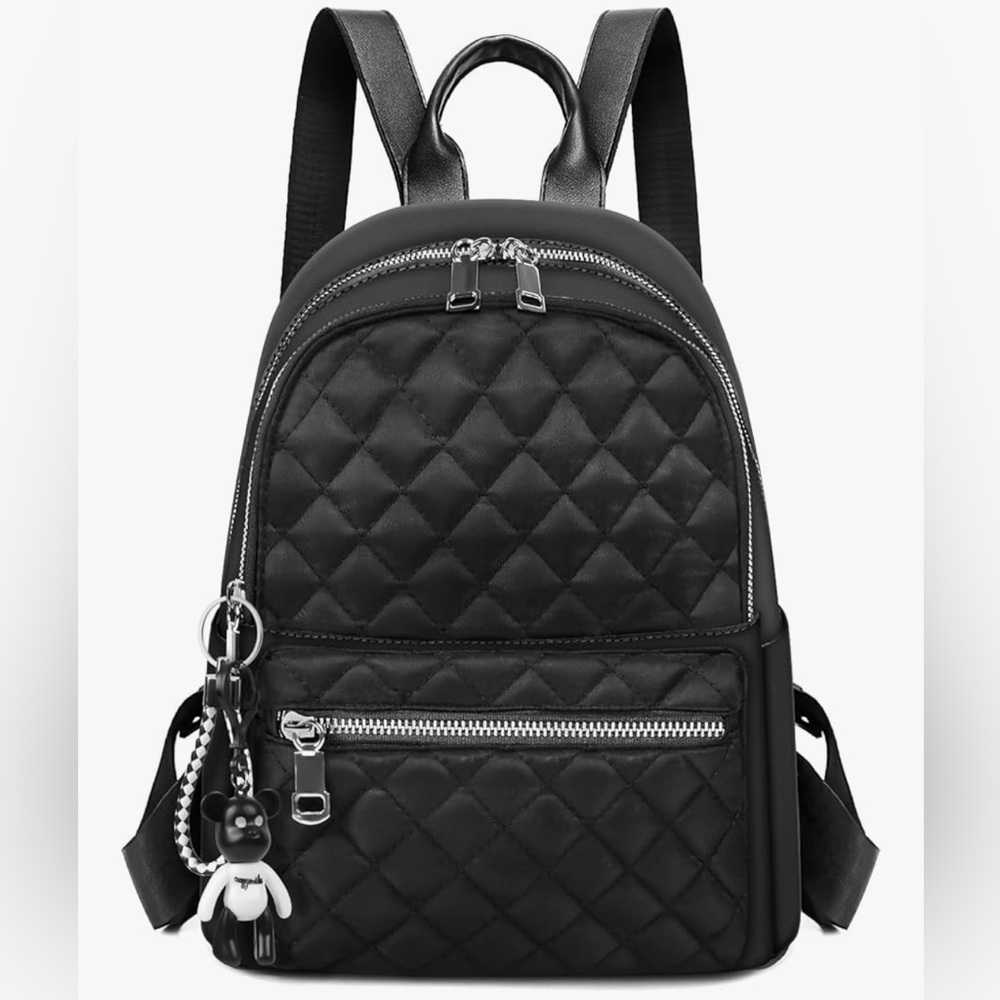Black Quilted small Backpack